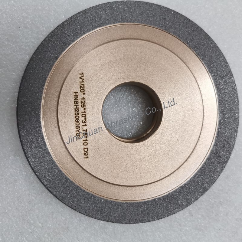 Resin And Metal Hybrid Bond Diamond Grinding Wheel 1V1/20° 125*10*31.75*10mm D91  Higher Efficiency, Longer Life And Shape Retention