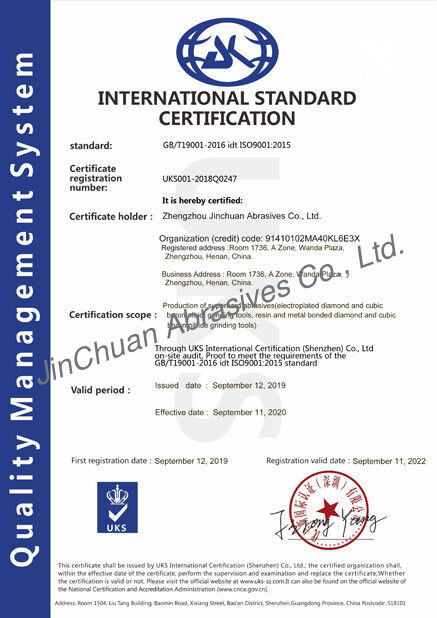 চীন ZHENGZHOU JINCHUAN ABRASIVES CO., LTD. সার্টিফিকেশন